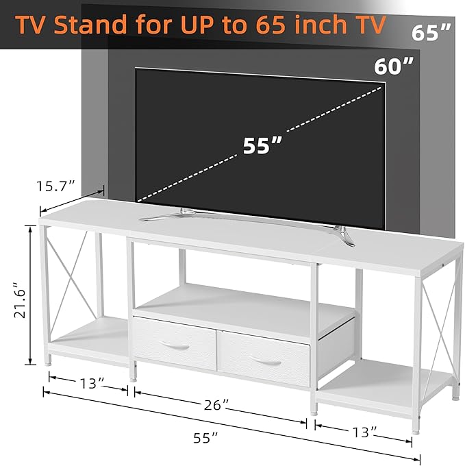 GYIIYUO TV Stand with Fabric Drawers