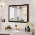 Amorho Bathroom Mirror Black, 30x36 Inch Thick Metal Framed Wall Mirrors