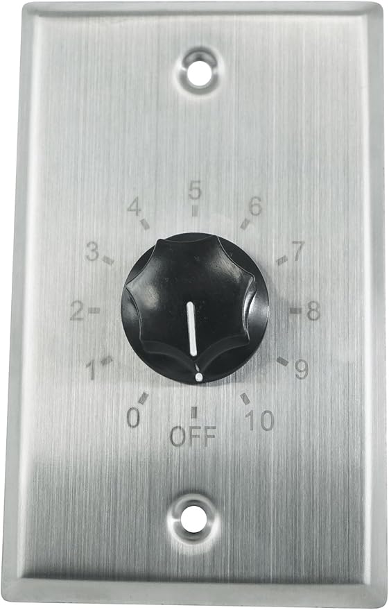 Rockville VOL70200 SS 200W 70V Wall Volume Control Zone Controller, Stainless