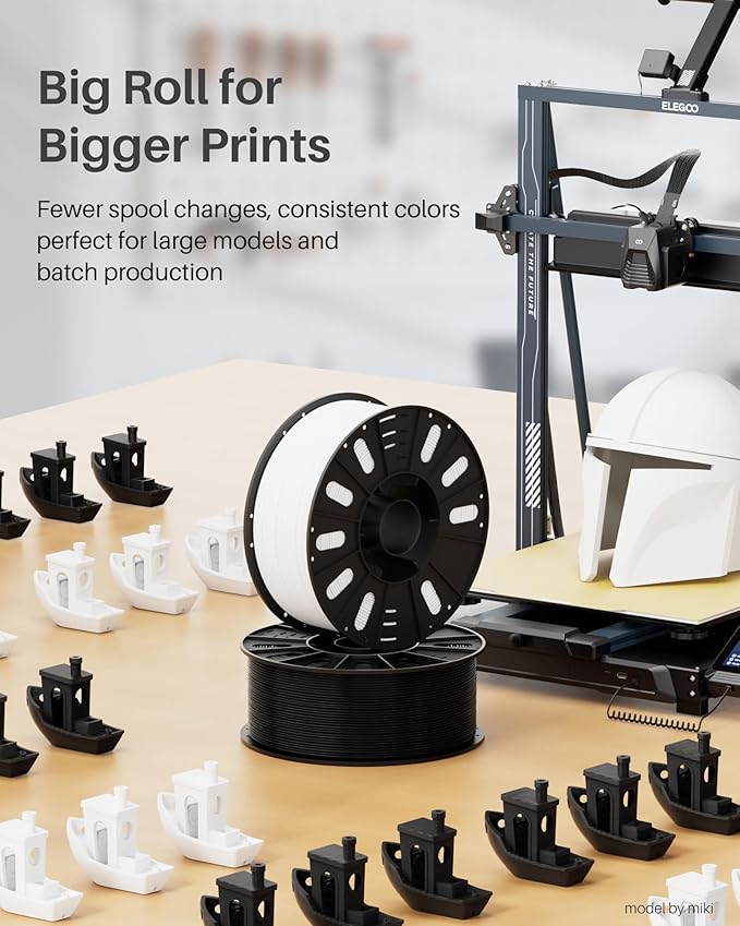 ELEGOO PLA Filament 1.75mm White 3KG, 3D Printer Filament Dimensional Accuracy
