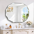 GLASHOM Frameless Bathroom Mirror, 30x36 inch Vanity Mirror Beveled Edge Wall
