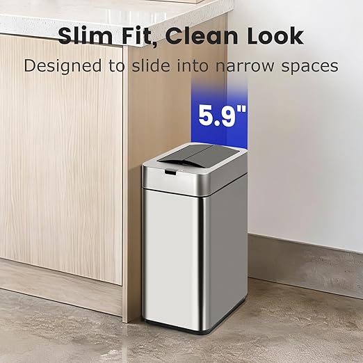 Sensor Trash Can with Butterfly Lid 2.6 Gallon Rectangular Automatic Garbage Can