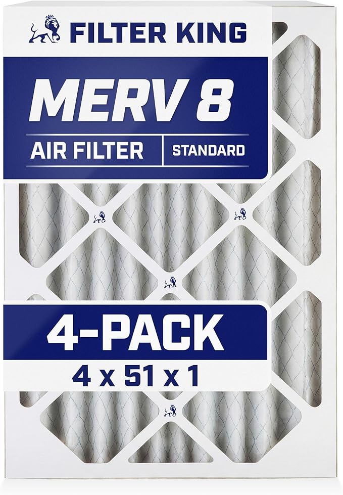 Filter King 4x51x1 Air Filter | 4-PACK | MERV 8 HVAC Pleated A/C Furnace