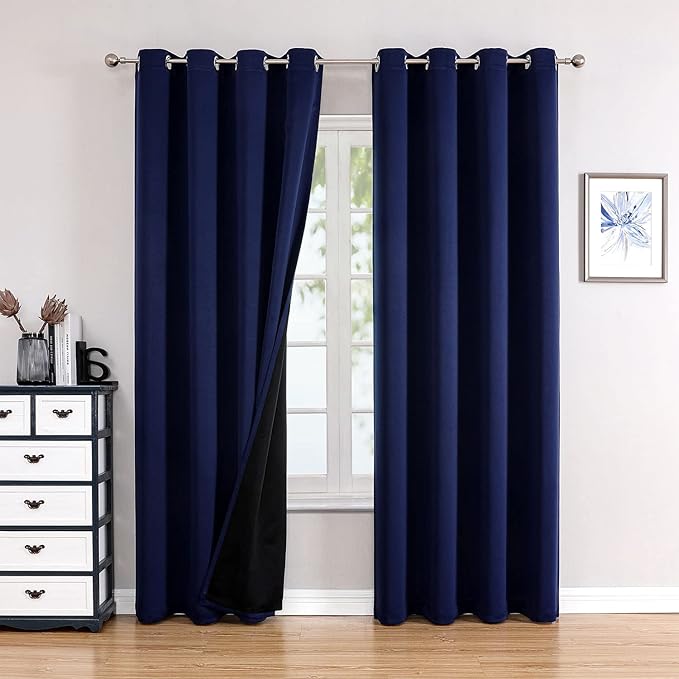 ChrisDowa 100% Blackout Curtains 90 inch Long