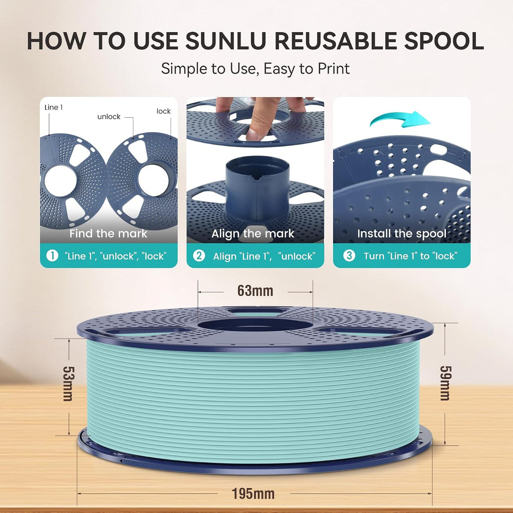 SUNLU 4KG Bundle PLA Matte 1.75mm, Matte Surface 3D Printer Filament