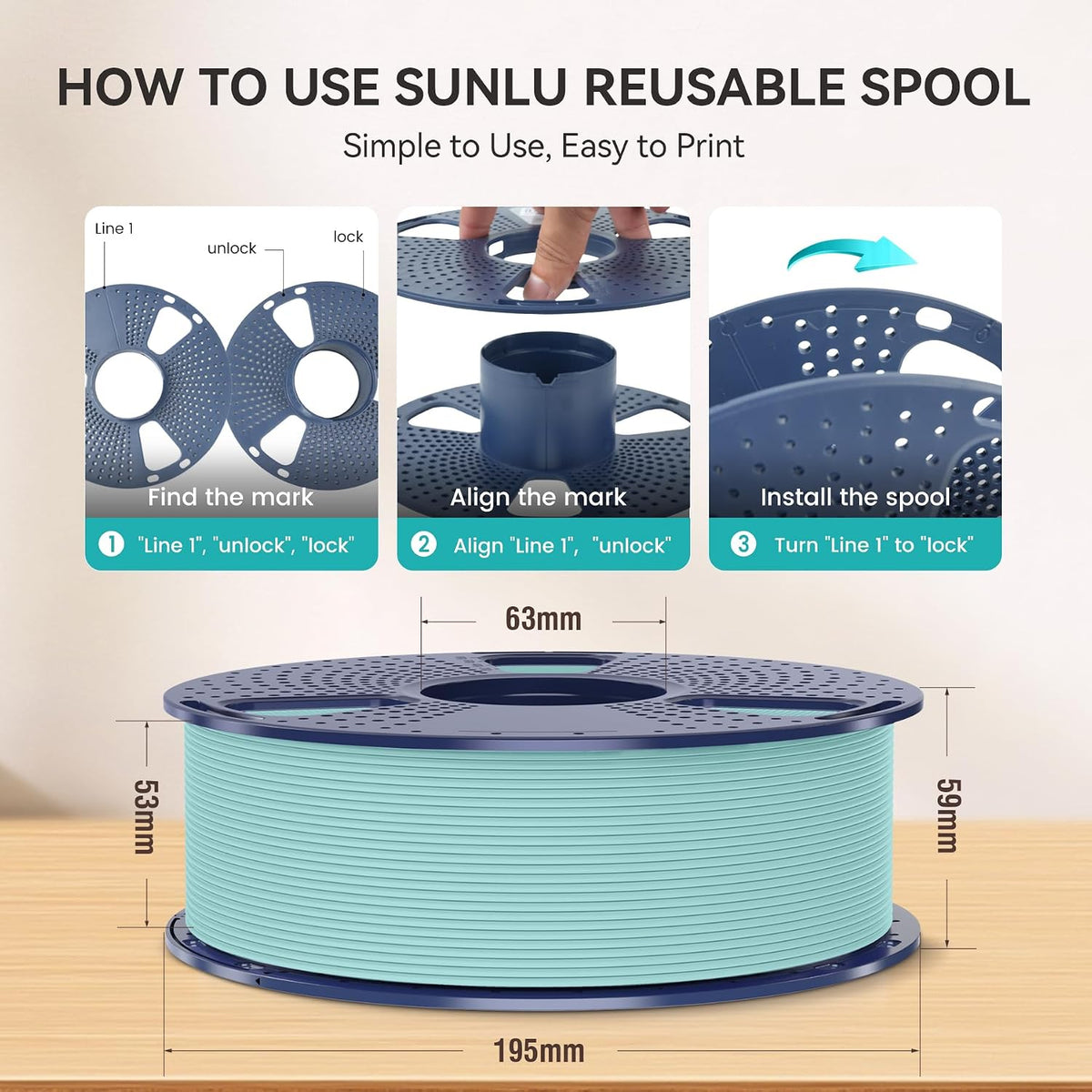 SUNLU 4KG Bundle PLA Matte 1.75mm, Matte Surface 3D Printer Filament