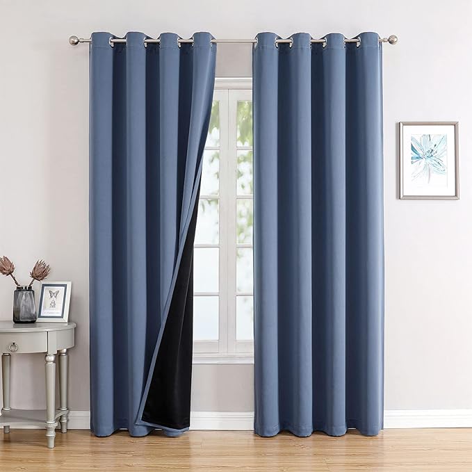 ChrisDowa 100% Blackout Curtains 102 inch Long