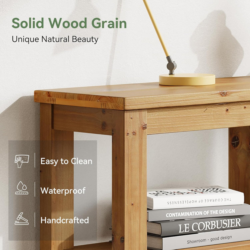 Solid Wood Horizontal Bookcase with Adjustable Shelves, 6 Cubes Storage Organ...