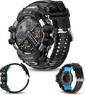 Smart Watch for Men with Built-in GPS, 1.43" AMOLED Fitness Tracker with Bluetooth Calling, Dual LED Flashlight, Compass Altimeter Barometer, IP68 Rugged Outdoor Watch, Black