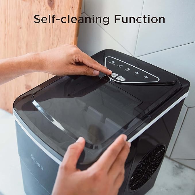 Silonn Ice Maker Countertop, 9 Cubes Ready in 6 Mins, 26lbs in 24Hrs,