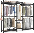 Homykic Bamboo Closet System Clothes Rack, Large Freestanding Garment Rack