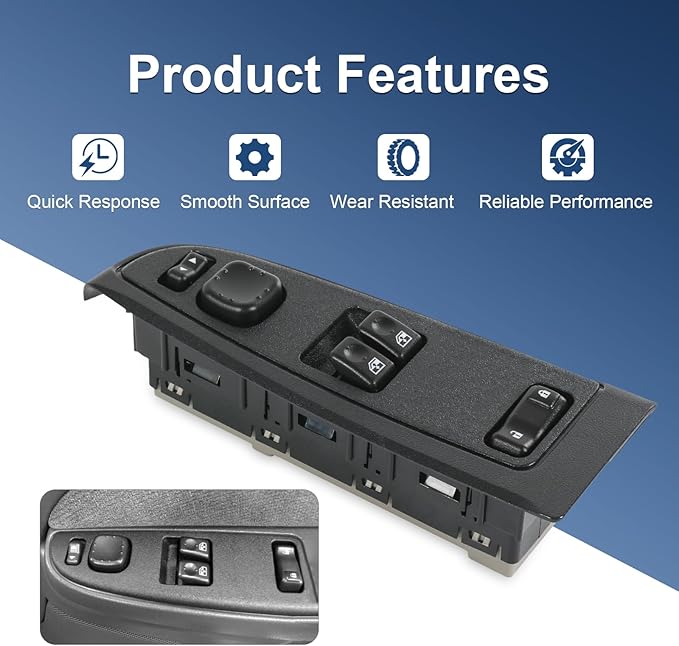 DICMIC Front Driver Side Master Power Window Switch and Door Lock & Black Bezel