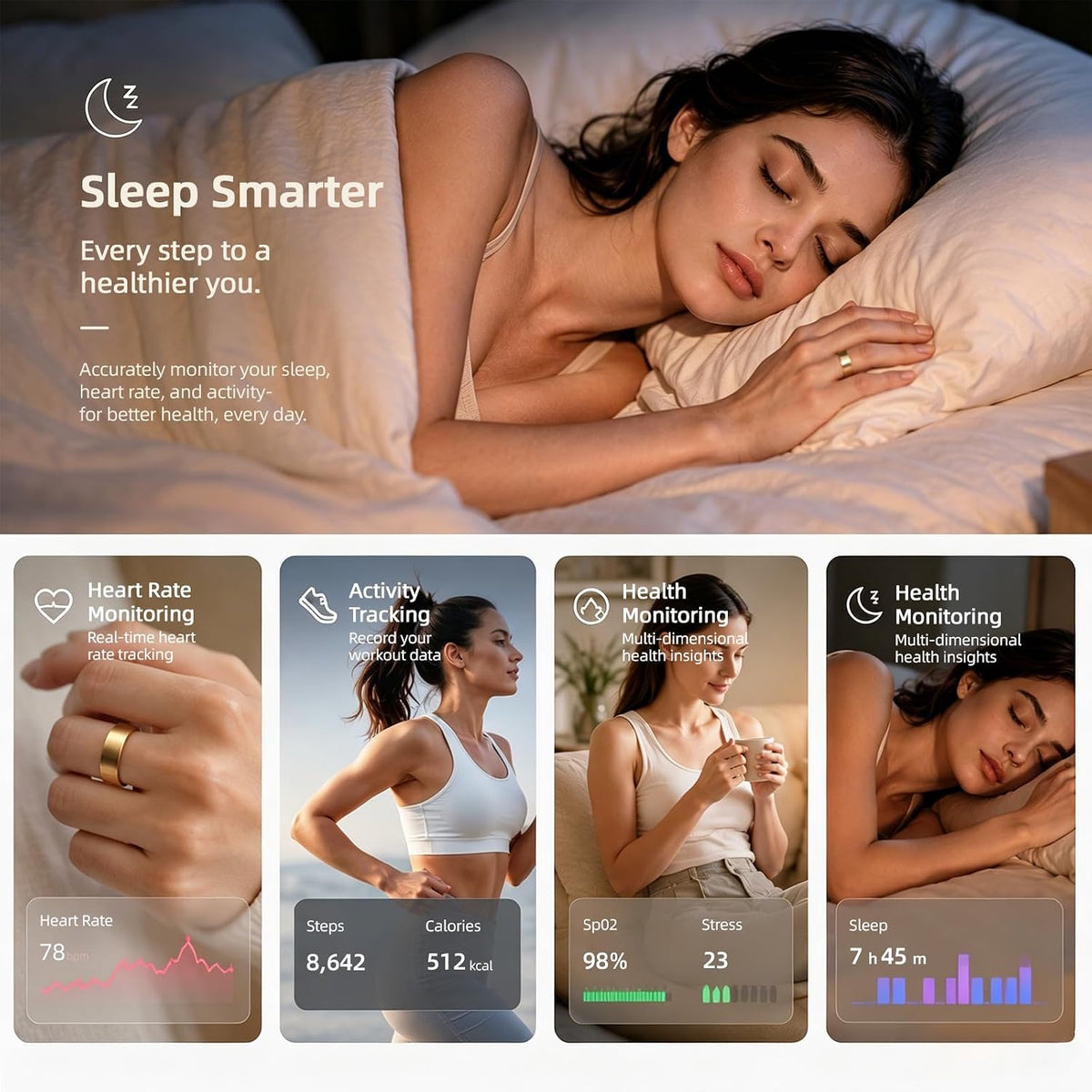 smart ring health ring fitness tracker with 24/7, close-up detail