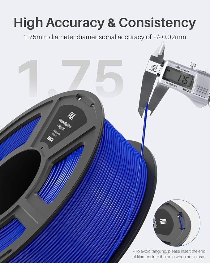 ELEGOO PLA Filament 1.75mm Black 4KG, 3D Printer Filament Dimensional Accuracy