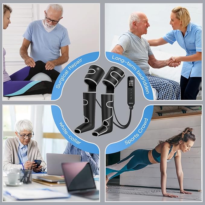 CINCOM Leg Massager with Heat and Compression, 3-in-1 Foot Calf & Thigh Massager