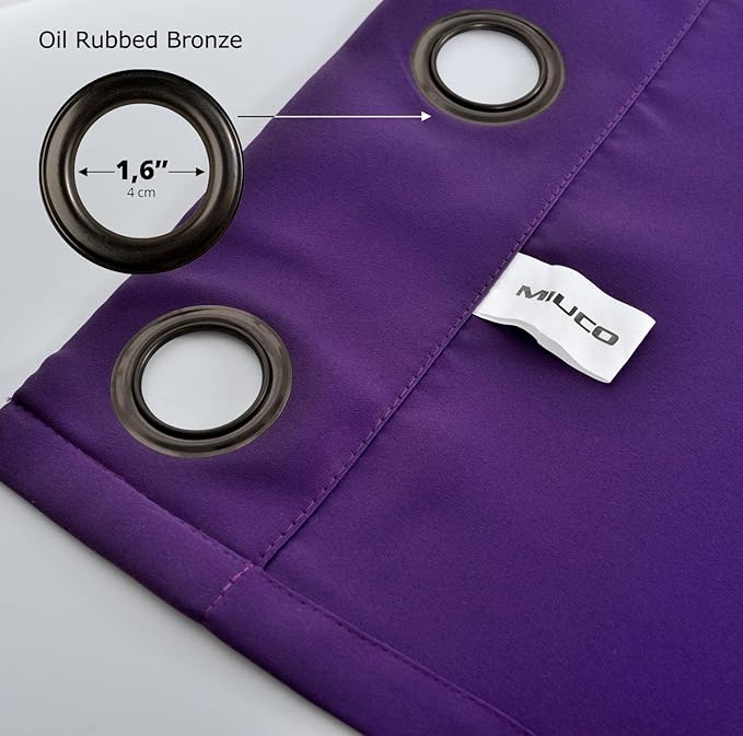 MIUCO 2 Panels Room Darkening Thermal Insulated Grommet Window Blackout Curtains