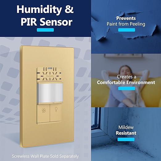 LIDER Humidity Sensor Switch and Motion Sensor Light Switch, PIR Sensor