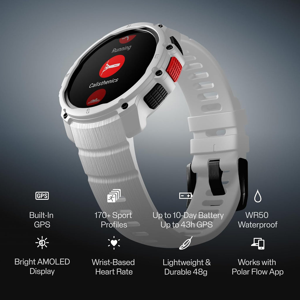 Polar Street X – GPS Running Sports Watch – Rugged Waterproof – 170+ Sport Profiles – 10 Day Battery – AMOLED Display – Wrist Based Heart Rate Monitor – Built-in Flashlight