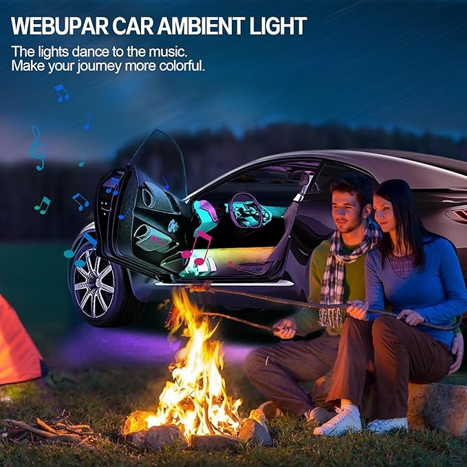 Acrylic Interior Car Lights, WEBUPAR Car Accessories 10 in 1 Car LED Strip