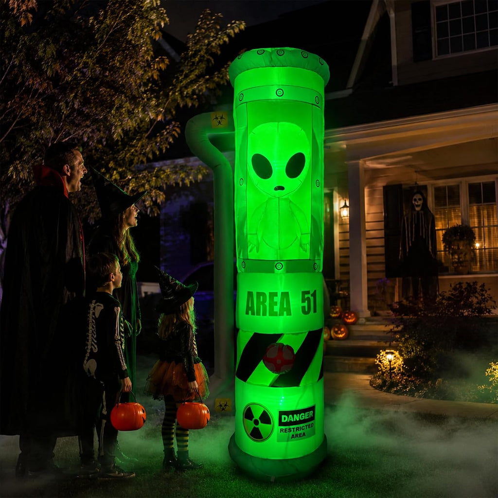 8FT Halloween Alien Inflatable Blow Up Outdoor Decorations with LEDs