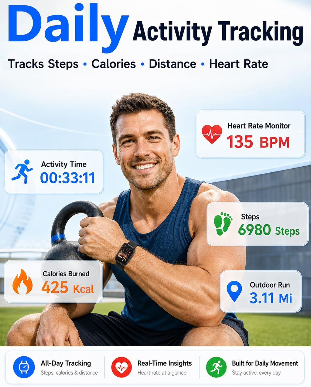 morepro fitness tracker for women men, heart rate showing dimensions