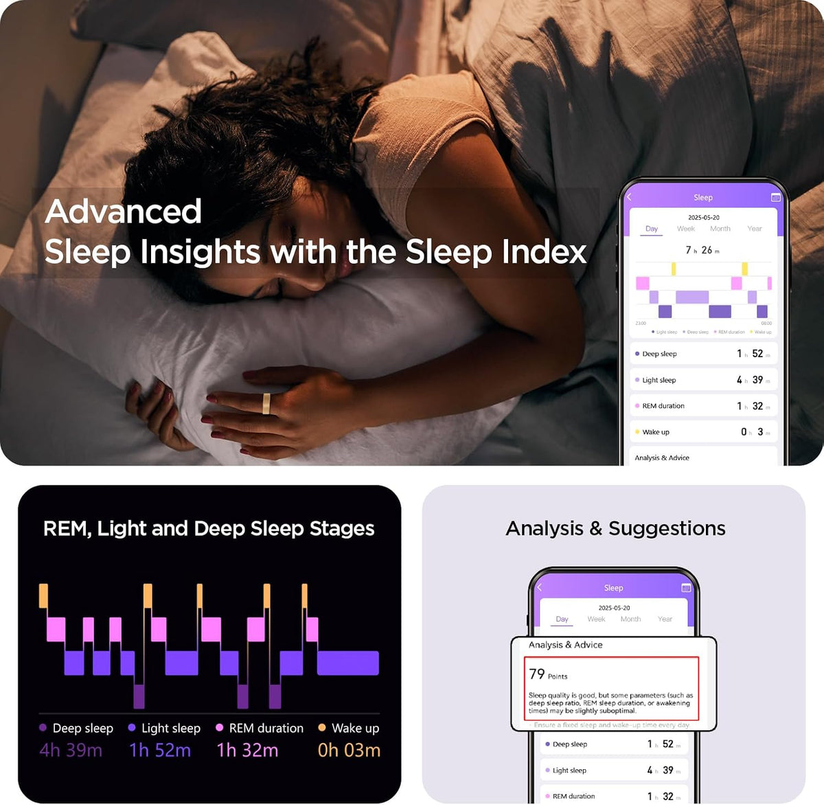 benio gen2 smart ring for women men sleep, side view