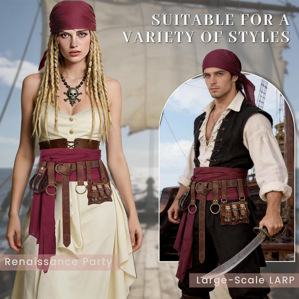 Pirate Costume Accessories Bandana Renaissance Belt Pouch for Cosplay