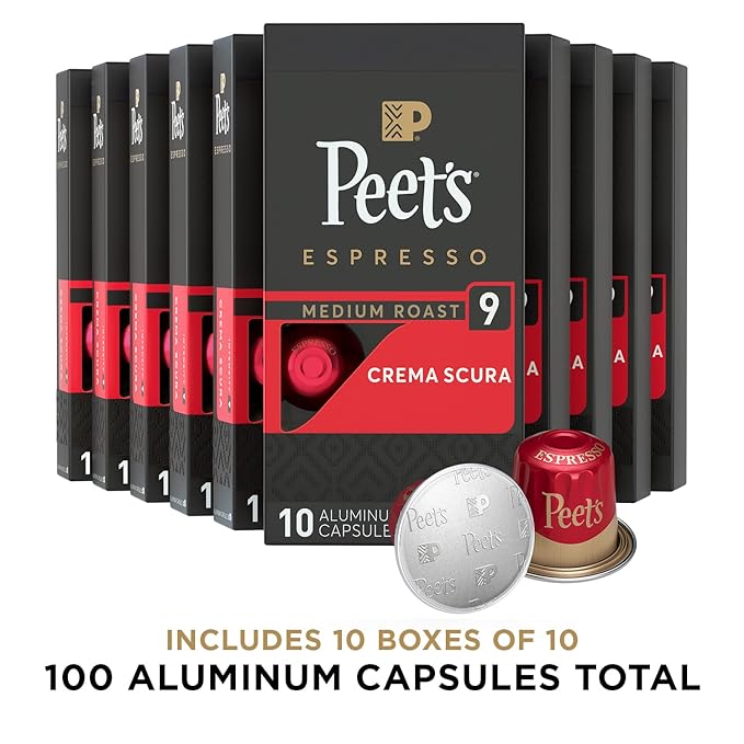 Peet's Coffee, Medium Roast Espresso Capsules, Compatible (100 Count)