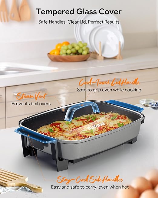 Nuwave Medley XL Digital Electric Skillet, Family Size Griddle w/Glass Lid