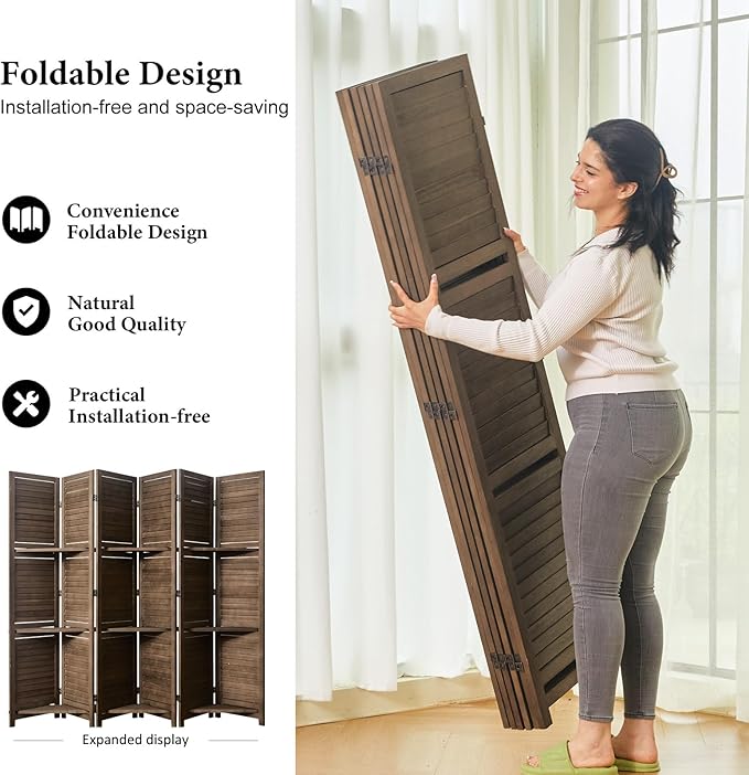 Partition Room Dividers, Folding Wood Privacy Screen