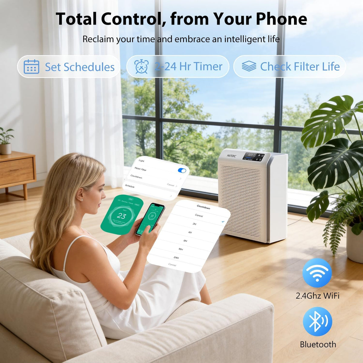 Air Purifier for Home Bedroom Large Rooms Up to 3500 ft², Smart APP Control
