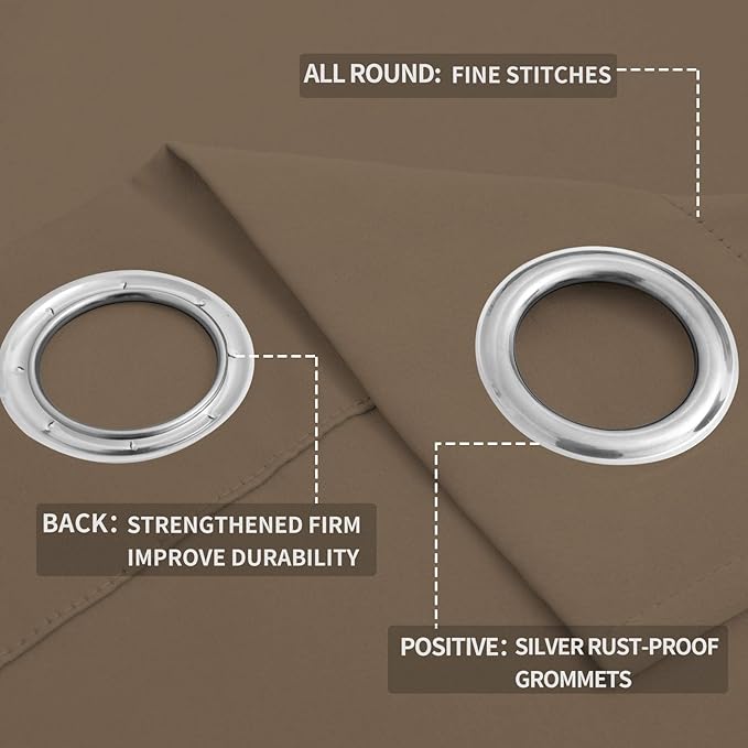 Easy-Going Blackout Curtains for Bedroom, Solid Thermal Insulated Grommet and