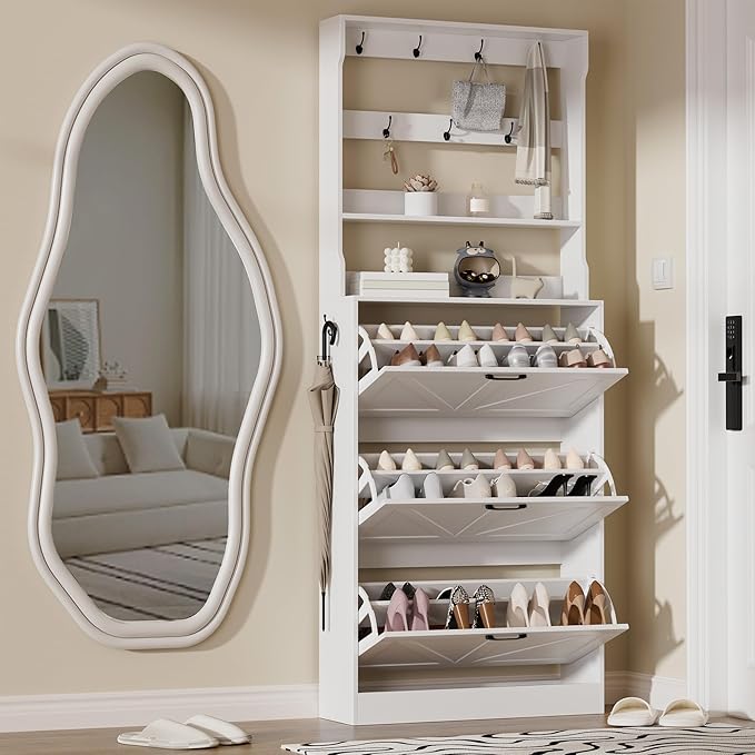 EOYUTLLY Shoe Cabinet Storage for Entryway, Narrow Shoe Rack Cabinet