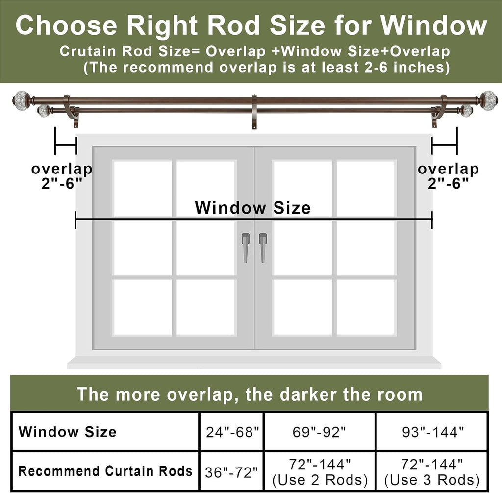 Double Curtain Rods 72 to 144 Inches(6-12 Feet) with Solid Aluminum Alloy Brackets, 1” Front and 5/8” Back Telescoping Drapery Rod for Windows, Heavy Duty Decorative Curtain Rods, Matte Silver