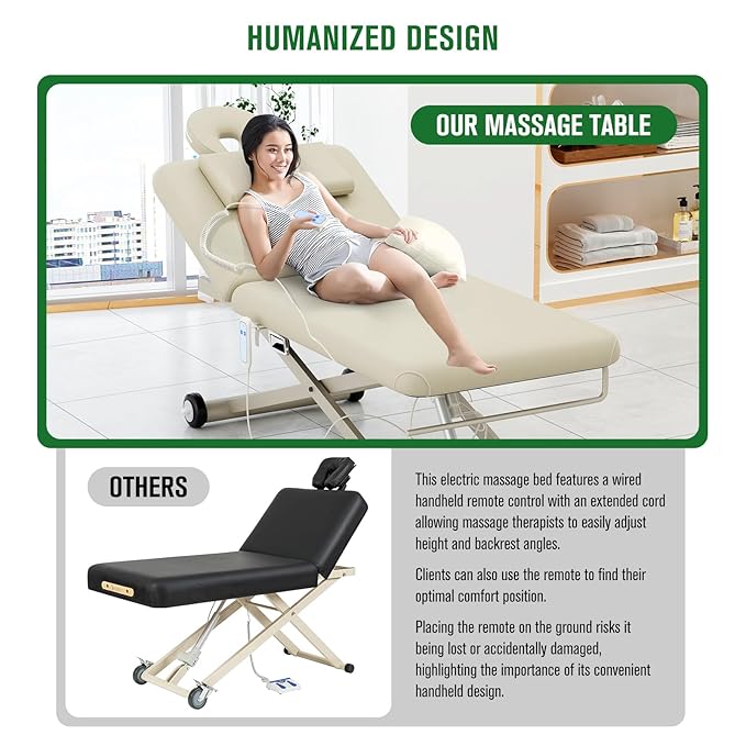 Electric Massage Table, Electric Lift Motor Height adjustable and Manual