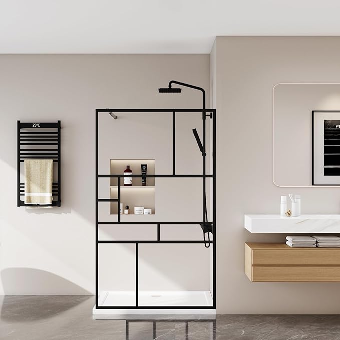 Goodyo 46 in. W x 72 in. H Bathroom Shower Glass Door Framed Tempered Clear (3-Pieces)