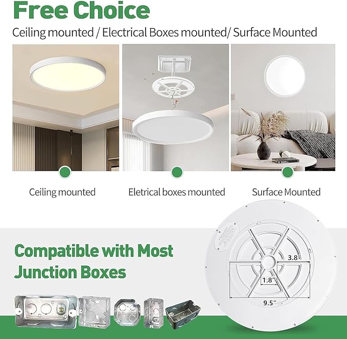 6PK 15.8 Inch LED Flush Mount Ceiling Light, 3000K/4000K/6000K CCT Selectable