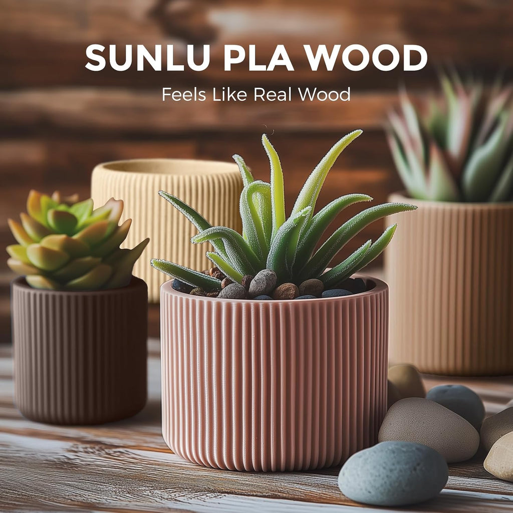 SUNLU Wood PLA Filament 1.75mm, 250g Spool Bundle, 3D Printer Filament