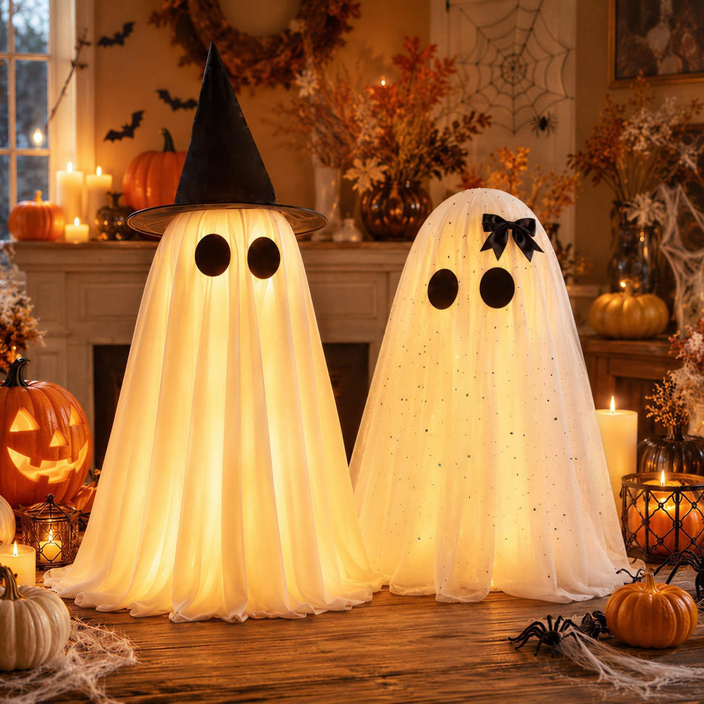 2 Pack Halloween Decorations Indoor & Outsoor, Spooky Light Up Ghost with...