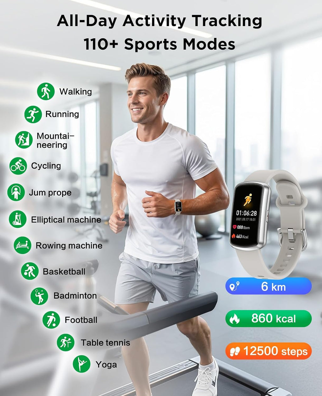 smart watch fitness trackers for women men, 24/7, close-up detail