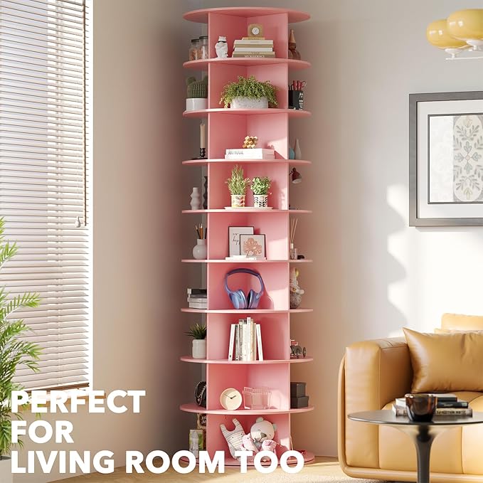 SpaceAid 9 Tier Rotating Shoe Rack Tower, Spinning Shoe Display Lazy Susan