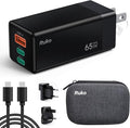 Ruko 65W USB C Charger, 3 Port International Travel Charger Kit, GaN Fast