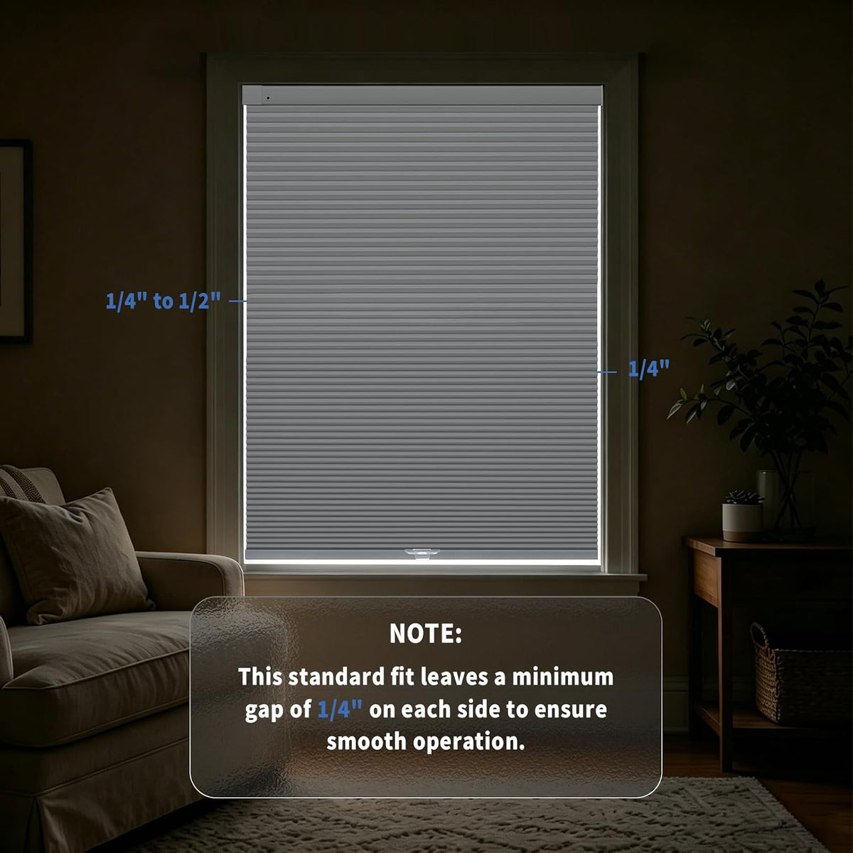 no drill blackout cellular shades, white, 31" w showing dimensions