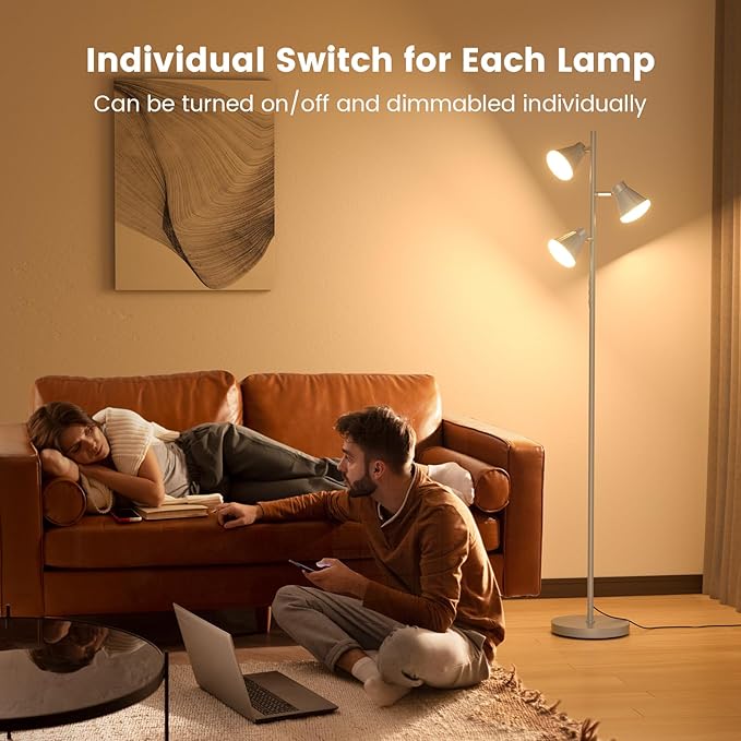 SIBRILLE 36W LED Tree Floor Lamp, Dimmable Tall Standing Lamp