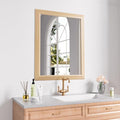 Amorho Bathroom Mirror, 24x30 Inch Wall Mirror, Oak Wood Grain Metal Framed