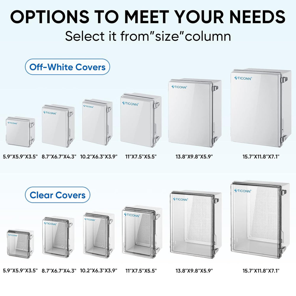 TICONN Outdoor Electrical Box Waterproof, ABS IP67 Junction Box Enclosure