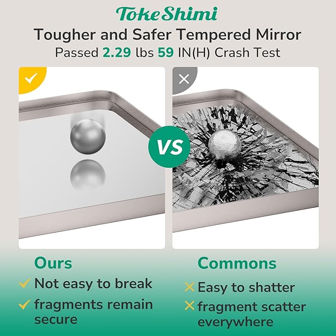 TokeShimi 42x36 Brushed Nickel Bathroom Mirror
