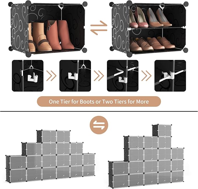 ROJASOP Portable Shoe Rack Organizer, 72 Pairs Covered Shoe Rack Shoe Organizer
