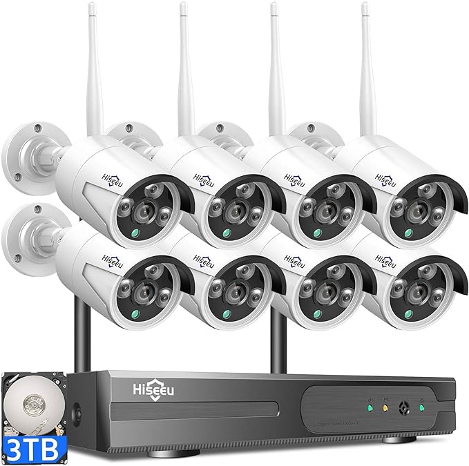 Hiseeu Wireless Pro WiFi Security Camera System, 16CH 4K NVR Kit, Corded