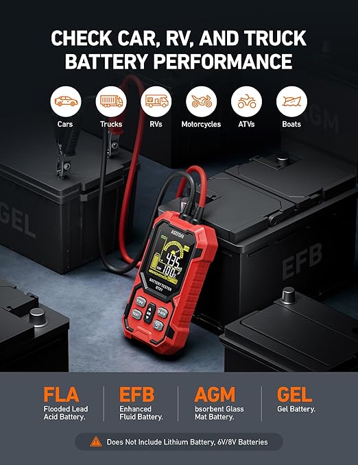 AstroAI Car Battery Tester, 12V/24V Digital Automotive Meter Diagnostic Tool